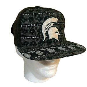 Michigan State Spartans Hat Green Ugly Print Flat Brim SnapBack Colosseum New NC